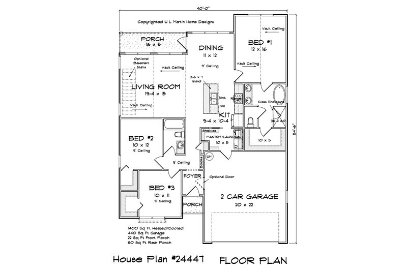 Architectural House Design - Floor Plan - Main Floor 1 for Cottage House Plan #513-2240 - 3 bed, 2 bath