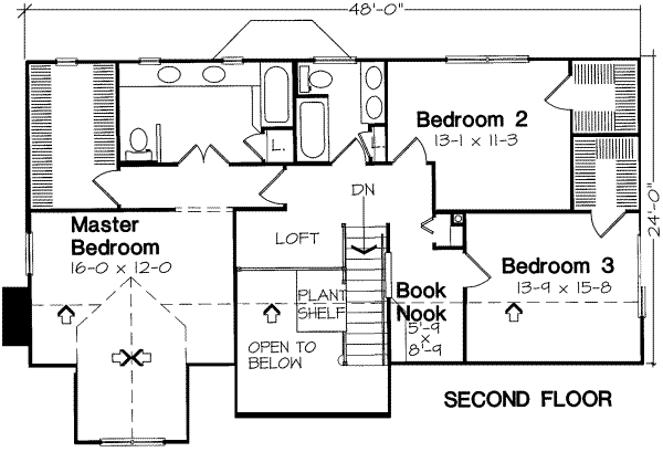 Traditional Floor Plan - Upper Floor Plan #312-161