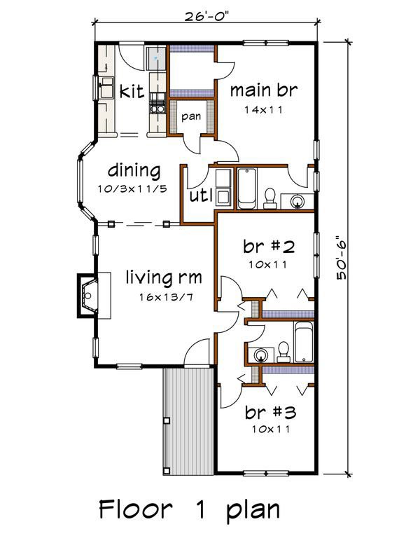 House Plan Design - Cottage Floor Plan - Main Floor Plan #79-137
