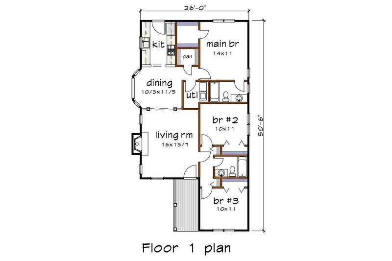 Dream House Plan - Floor Plan - Main Floor for Traditional House Plan #79-137 - 3 bed, 2 bath