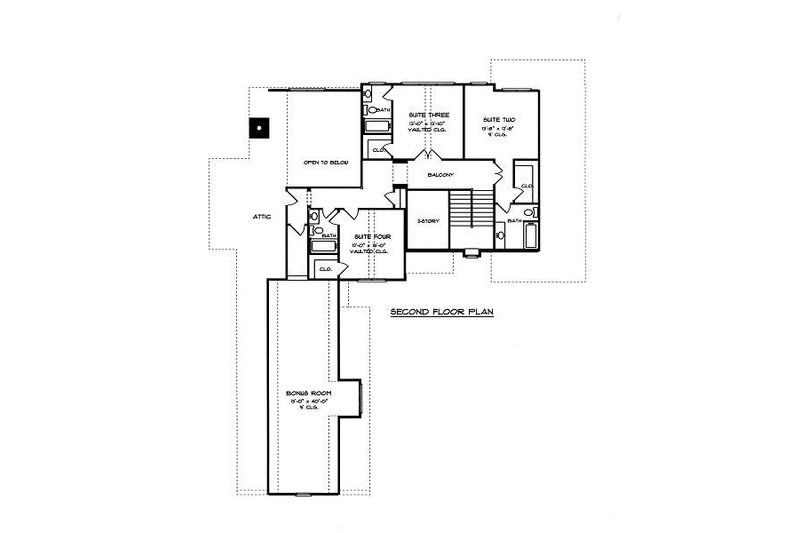 House Plan Design - Floor Plan - Upper Floor for European House Plan #413-143 - 4 bed, 4.5 bath