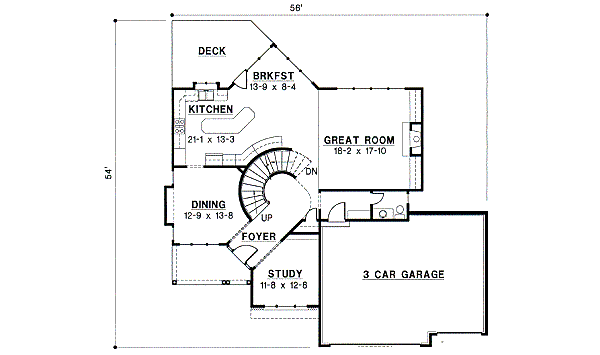 European Floor Plan - Main Floor Plan #67-549