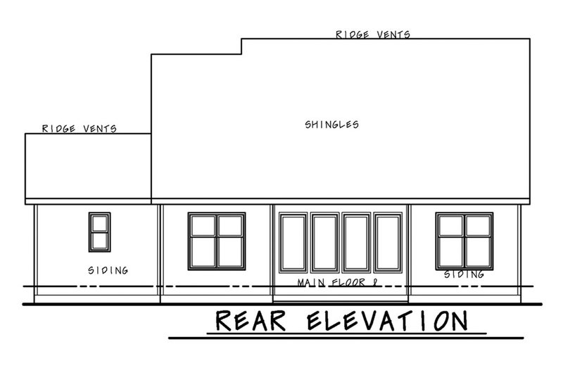 Home Plan - Exterior - Rear Elevation for Ranch House Plan #20-2302 - 3 bed, 2 bath