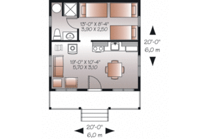Floor Plan - Main Floor for Cottage House Plan #23-2289 - 1 bed, 1 bath