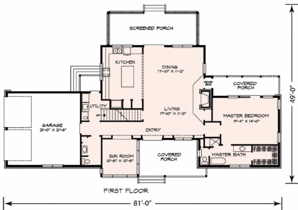 Country Floor Plan - Main Floor Plan #140-129