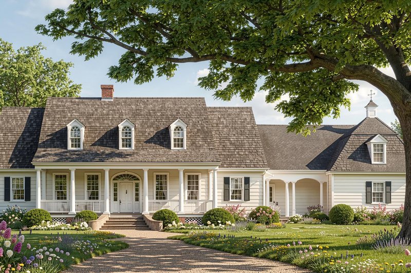Exterior - Front Elevation 2 for Country House Plan #137-130 - 4 bed, 5 bath