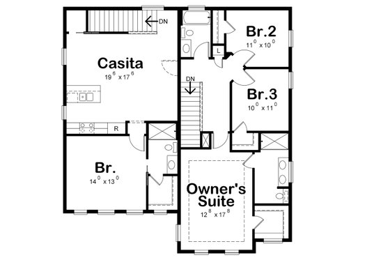 Floor Plan - Upper Floor for Traditional House Plan #20-2327 - 4 bed, 3.5 bath