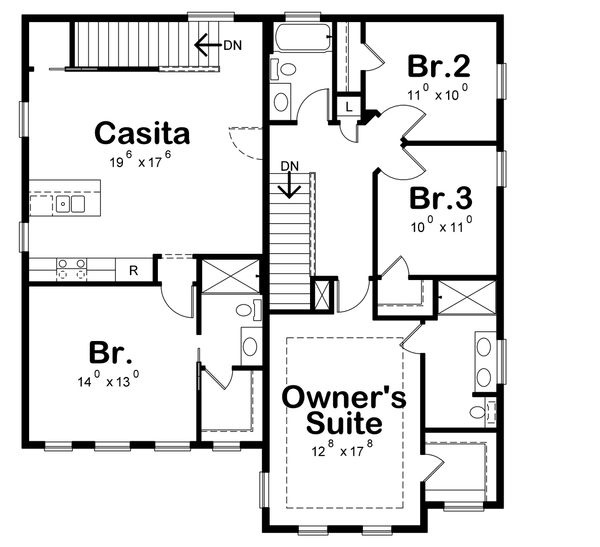 House Blueprint - Traditional Floor Plan - Upper Floor Plan #20-2327
