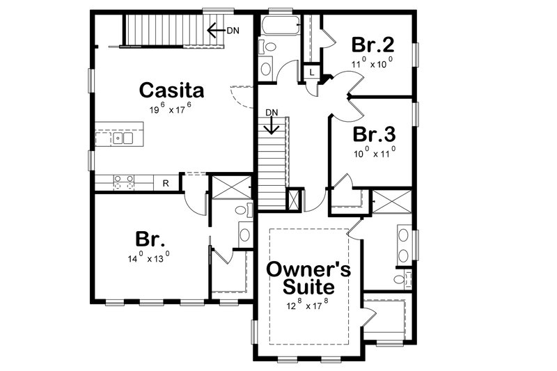 House Blueprint - Floor Plan - Upper Floor for Traditional House Plan #20-2327 - 4 bed, 3.5 bath