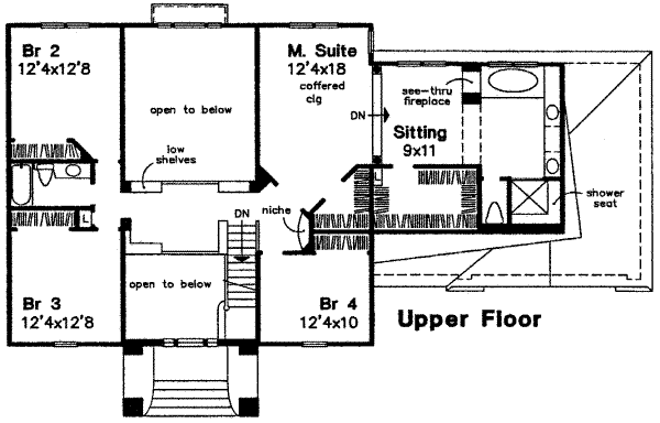 European Floor Plan - Upper Floor Plan #320-116