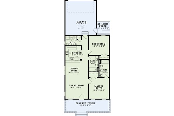 Floor Plan - Main Floor for Southern House Plan #17-554 - 2 bed, 2 bath