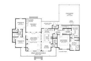 Floor Plan - Main Floor for Farmhouse House Plan #1074-13 - 3 bed, 2.5 bath