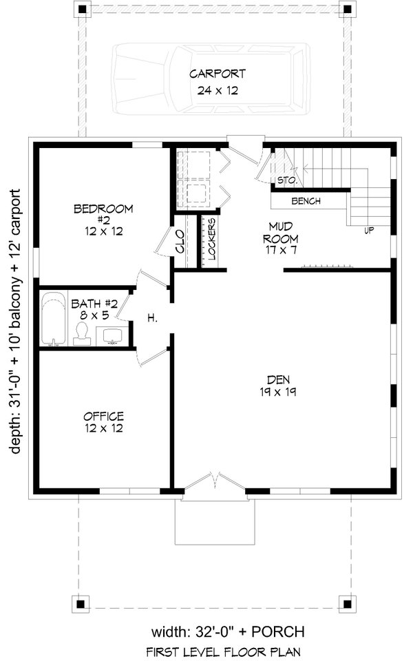 House Blueprint - Floor Plan - Main Floor for Country House Plan #932-1413 - 2 bed, 2 bath