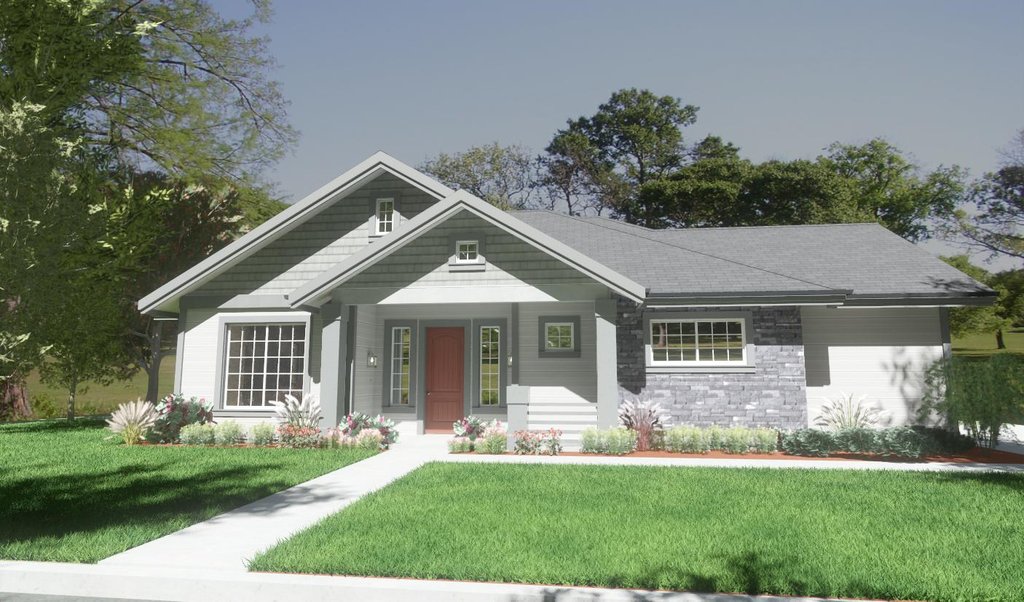 Exterior - Front Elevation 2 for Bungalow House Plan #1126-4 - 3 bed, 2 bath