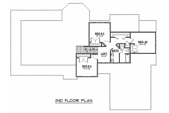 Floor Plan - Upper Floor for Cottage House Plan #1064-67 - 4 bed, 2.5 bath