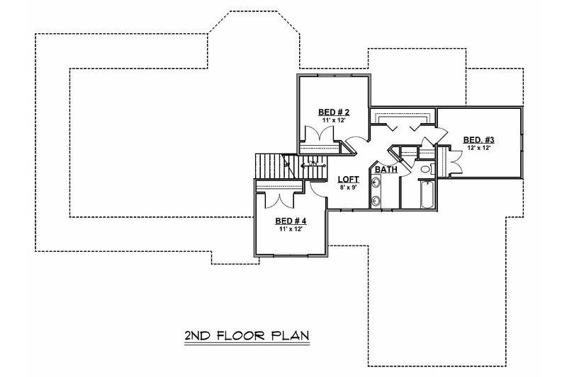 House Design - Floor Plan - Upper Floor for Cottage House Plan #1064-67 - 4 bed, 2.5 bath