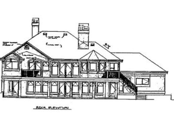 Exterior - Rear Elevation for Mediterranean House Plan #47-318 - 3 bed, 2.5 bath