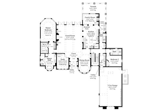 Floor Plan - Main Floor for Mediterranean House Plan #930-479 - 4 bed, 4 bath