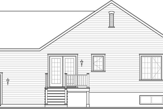 Exterior - Rear Elevation for Country House Plan #23-2382 - 2 bed, 1 bath