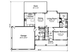 Floor Plan - Main Floor for Farmhouse House Plan #46-886 - 3 bed, 2.5 bath