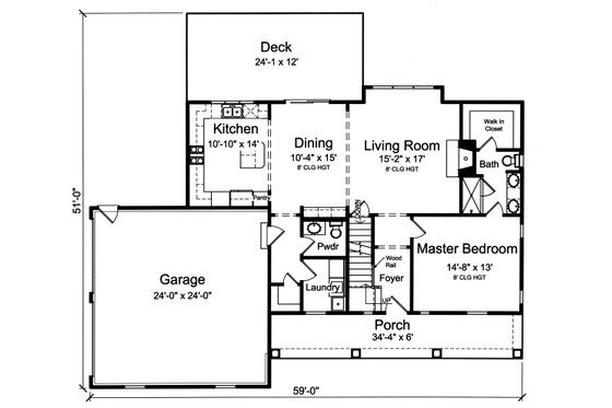 Floor Plan - Main Floor for Farmhouse House Plan #46-886 - 3 bed, 2.5 bath