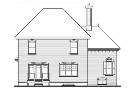 Exterior - Rear Elevation for European House Plan #23-2155 - 3 bed, 2 bath