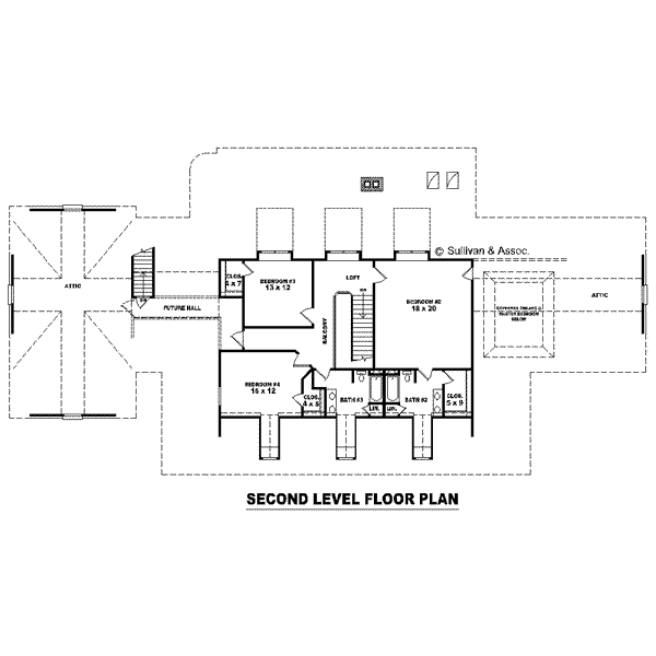 Traditional Floor Plan - Upper Floor Plan #81-1654