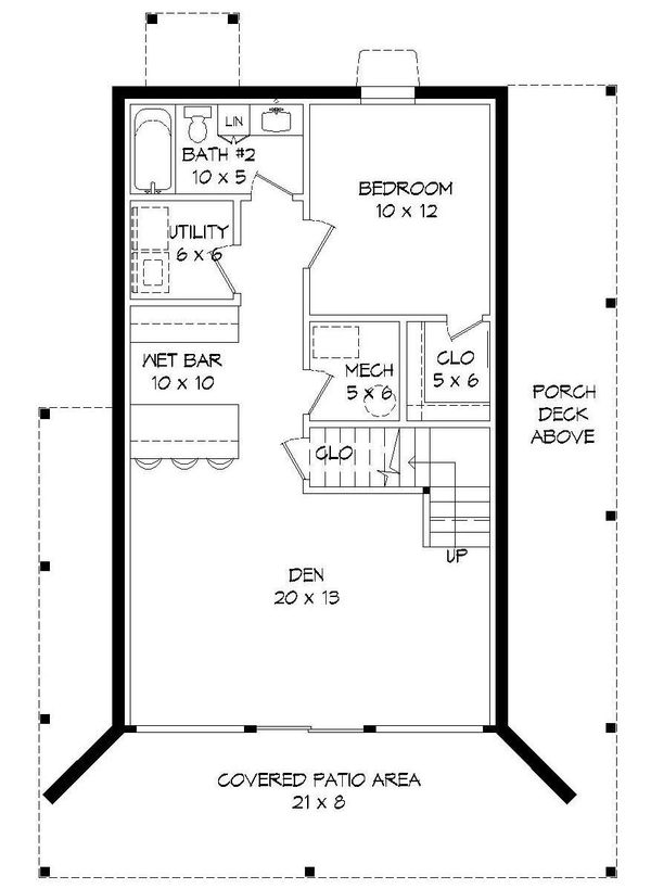 Architectural House Design - Cabin Floor Plan - Lower Floor Plan #932-107