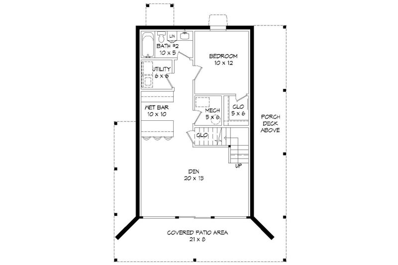 Home Plan - Floor Plan - Lower Floor for Cabin House Plan #932-107 - 2 bed, 2 bath