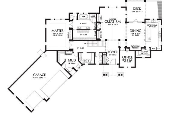 Floor Plan - Main Floor for Craftsman House Plan #48-652 - 3 bed, 2.5 bath