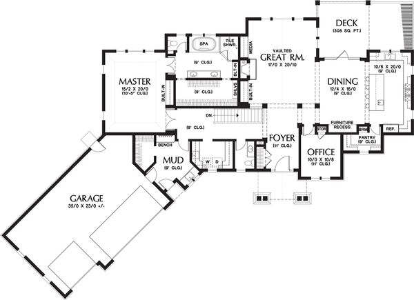 House Plan Design - Craftsman Floor Plan - Main Floor Plan #48-652