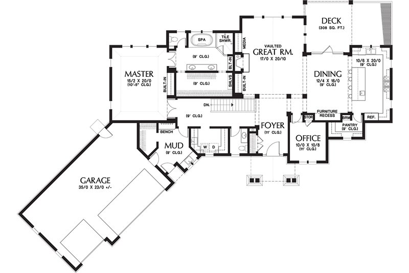Architectural House Design - Floor Plan - Main Floor for Craftsman House Plan #48-652 - 3 bed, 2.5 bath