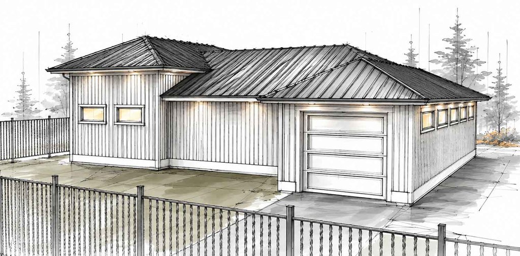 Exterior - Rear Elevation for Farmhouse House Plan #1101-74, 0 bath
