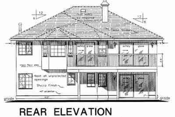 Exterior - Rear Elevation for European House Plan #18-9130 - 3 bed, 2 bath