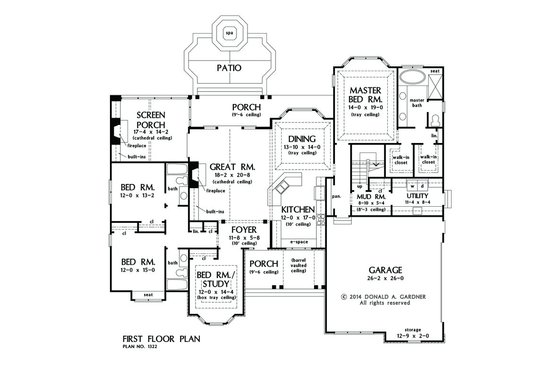 Floor Plan - Main Floor for European House Plan #929-25 - 4 bed, 3 bath