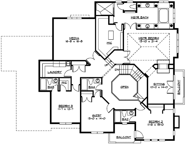 House Design - European Floor Plan - Upper Floor Plan #132-173