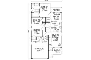 Floor Plan - Main Floor for Cottage House Plan #513-2086 - 3 bed, 2 bath