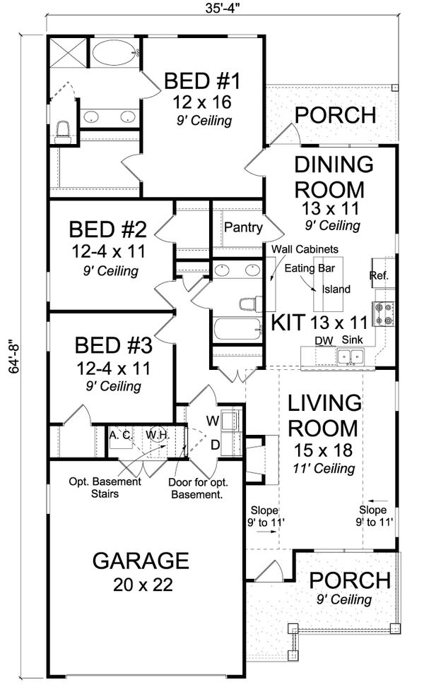 House Design - Cottage Floor Plan - Main Floor Plan #513-2086