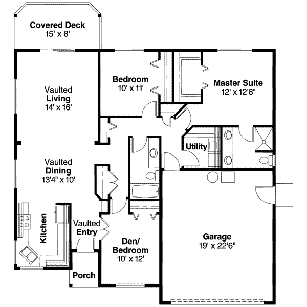 House Plan Design - Cottage Floor Plan - Main Floor Plan #124-592