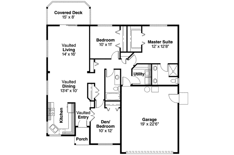 Home Plan - Floor Plan - Main Floor for Cottage House Plan #124-592 - 3 bed, 2 bath