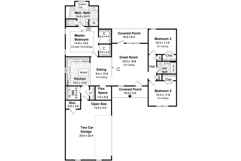 Dream House Plan - Floor Plan - Main Floor for Southern House Plan #21-148 - 3 bed, 2 bath