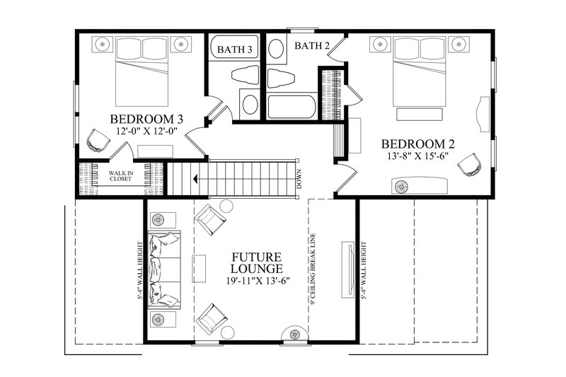 Architectural House Design - Floor Plan - Upper Floor for Craftsman House Plan #137-409 - 3 bed, 3.5 bath