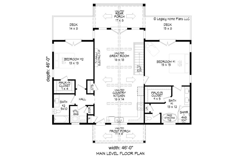 Dream House Plan - Floor Plan - Main Floor for Contemporary House Plan #932-915 - 2 bed, 2 bath