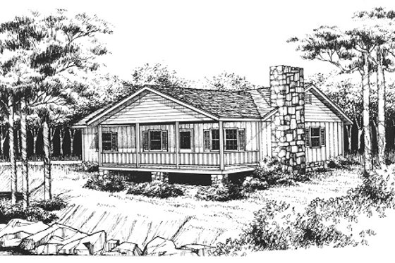 Exterior - Front Elevation for Cabin House Plan #10-119 - 2 bed, 1.5 bath