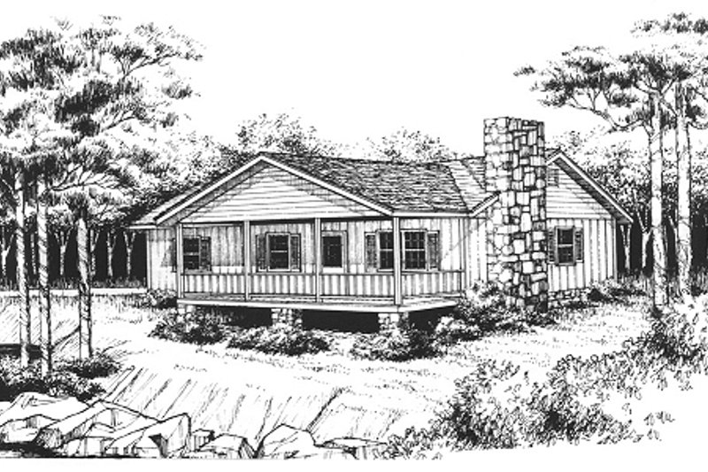 Cabin Style House Plan - 2 Beds 1.5 Baths 1020 Sq/Ft Plan #10-119