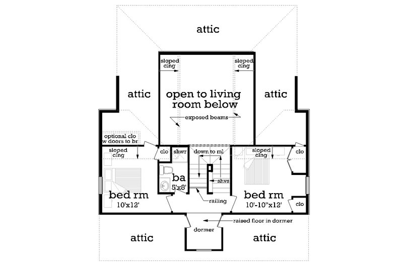 Home Plan - Floor Plan - Upper Floor for Cottage House Plan #45-595 - 3 bed, 3 bath