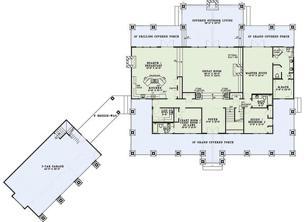 Home Plan - Country Floor Plan - Main Floor Plan #17-2398