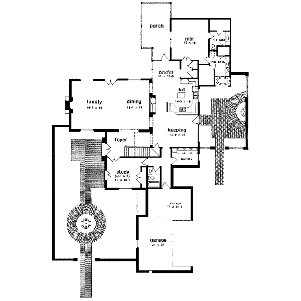 Architectural House Design - European Floor Plan - Main Floor Plan #301-107