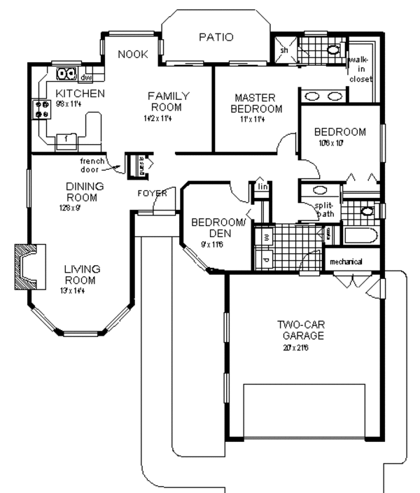 House Blueprint - Ranch Floor Plan - Main Floor Plan #18-107