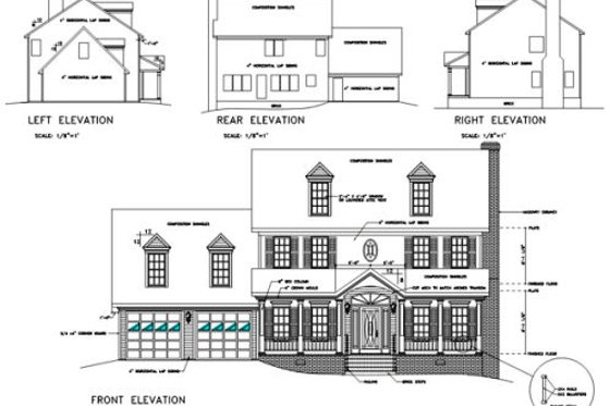 Exterior - Rear Elevation for Colonial House Plan #56-146 - 4 bed, 2.5 bath
